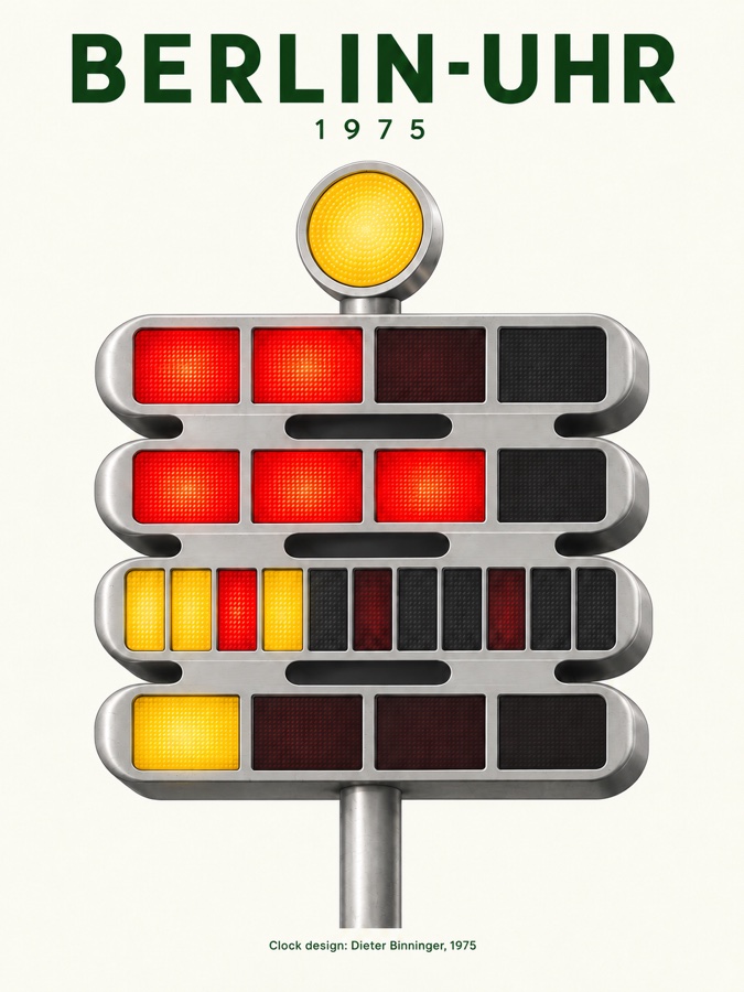 The original Berlin-Uhr poster design supplied as a reference for the ads.