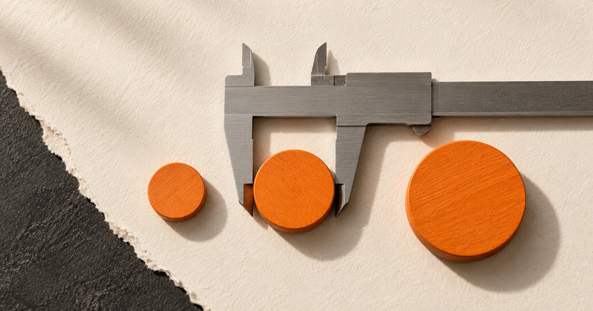 A metal caliper measuring an orange disc.